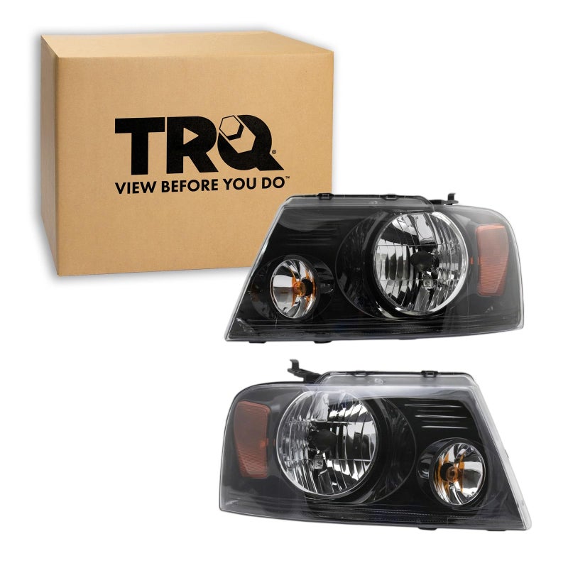 TRQ 2 Piece Headlight Assembly Set Driver  Passenger Side Compatible with 20062008 Ford F150 HarleyDavidson Edition FO2502247 FO2503247
